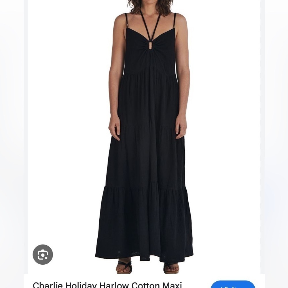NEW Charlie Holiday Harlow Maxi Dress Gauze XIW6005 Black Medium NWT